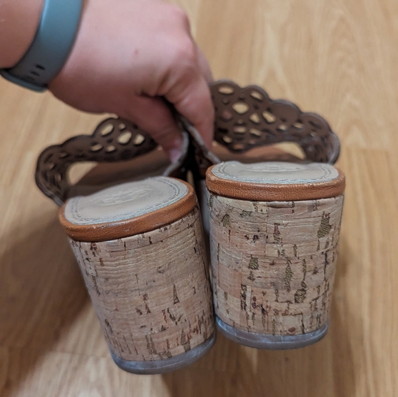 TORY BURCH Dunn Wedge Cutout Slide Sandals With Logo Size 8 - Picture 3 of 8